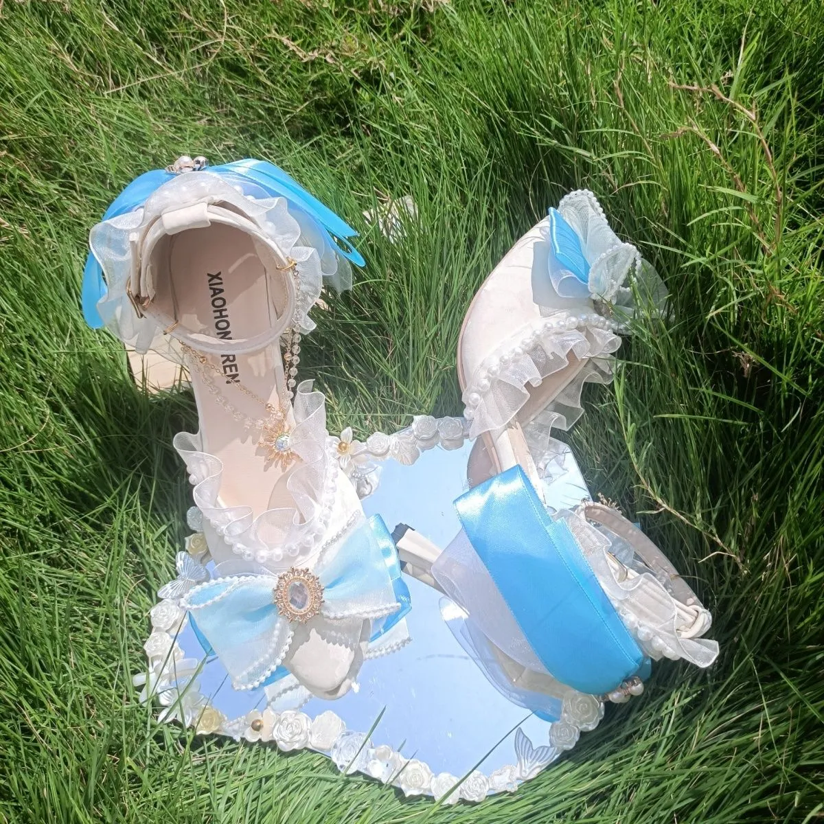 Original bride high heels lolita pink blue stiletto