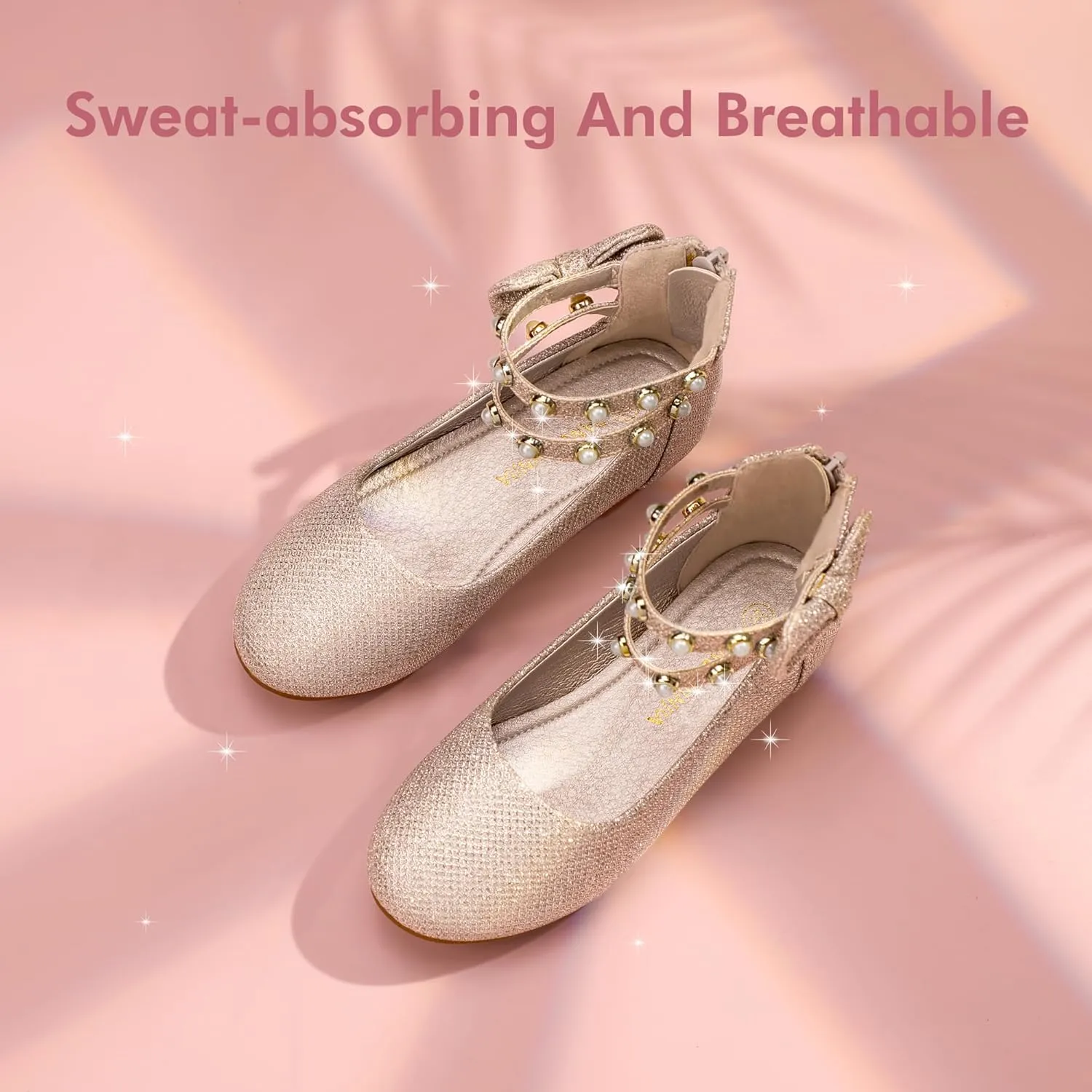 PANDANINJIA Jessica Toddler Girls Dress Shoes Ankle Strap Ballet Flats Flower Girl Shoes for Wedding Party School