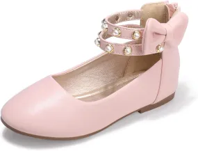 PANDANINJIA Jessica Toddler Girls Dress Shoes Ankle Strap Ballet Flats Flower Girl Shoes for Wedding Party School