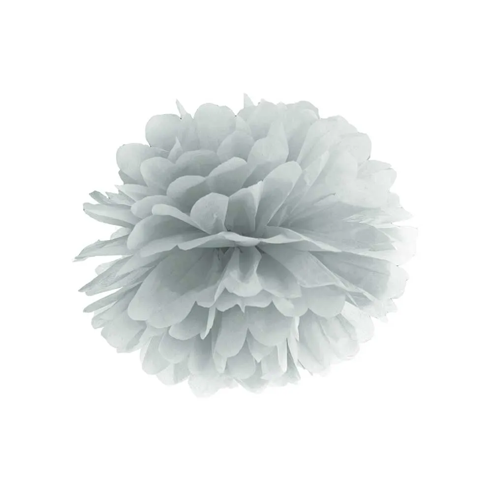 Paper Pom Pom Decoration (35cm) - Silver
