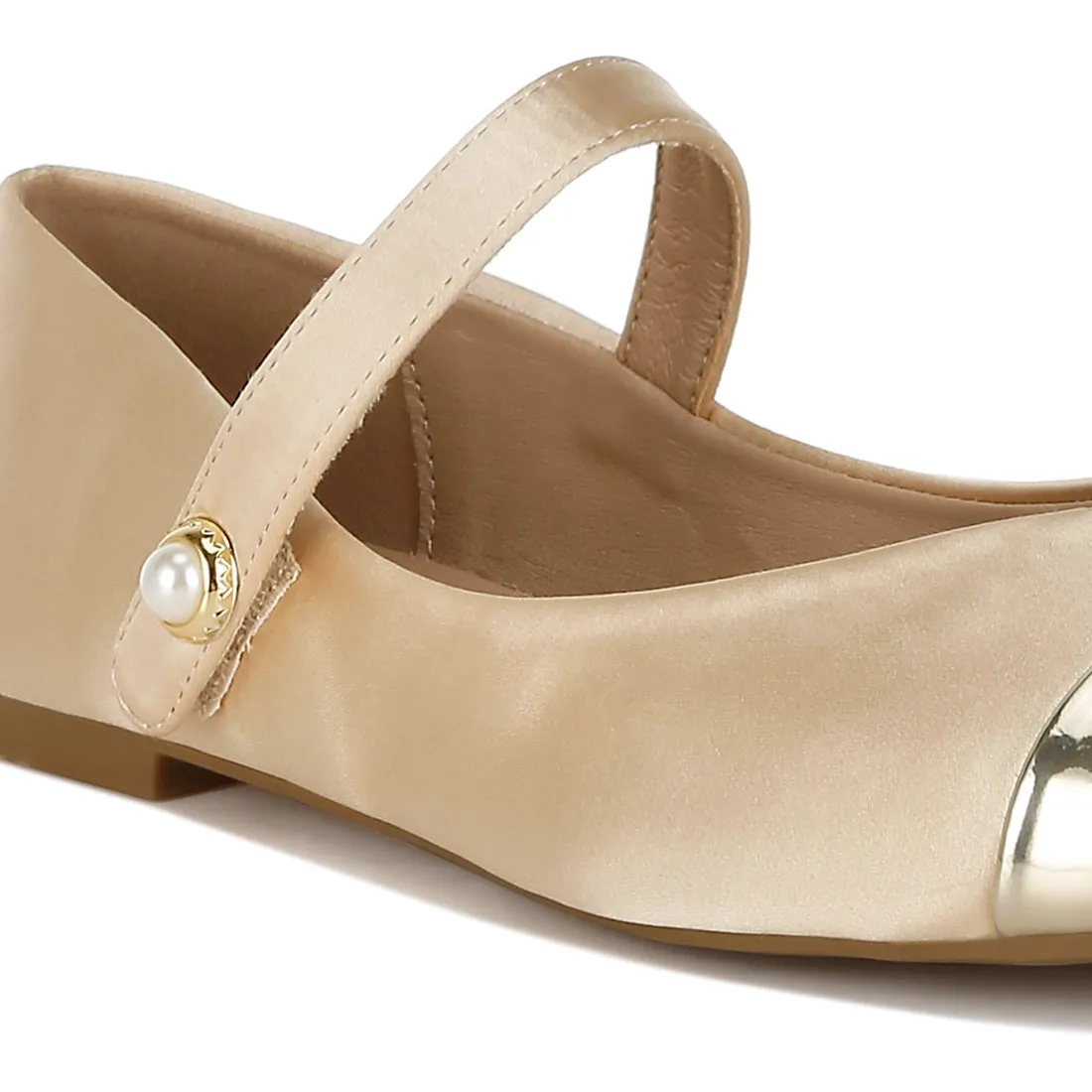 Patent Toe Cap Satin Mary Jane Ballerina