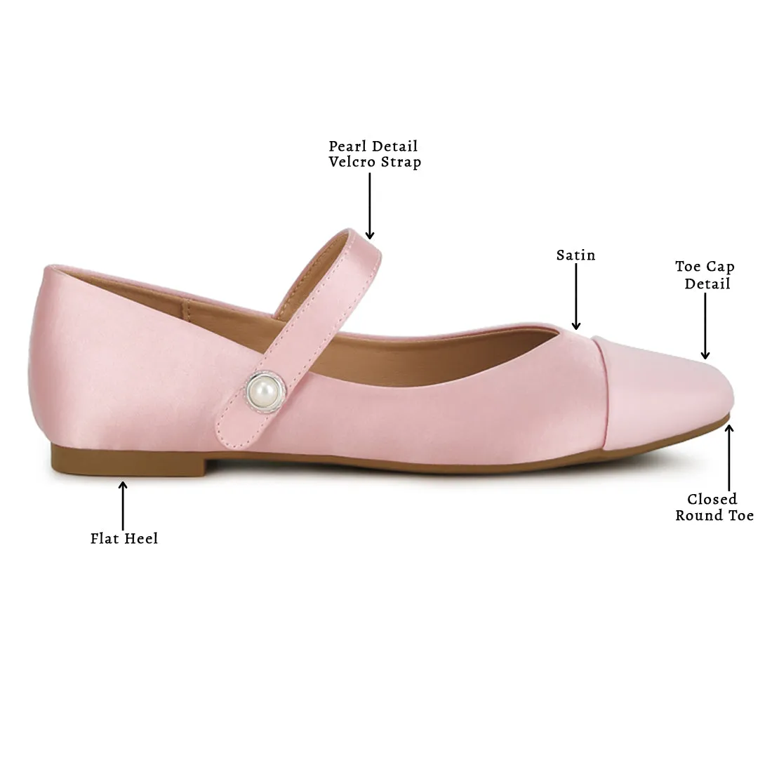 Patent Toe Cap Satin Mary Jane Ballerina