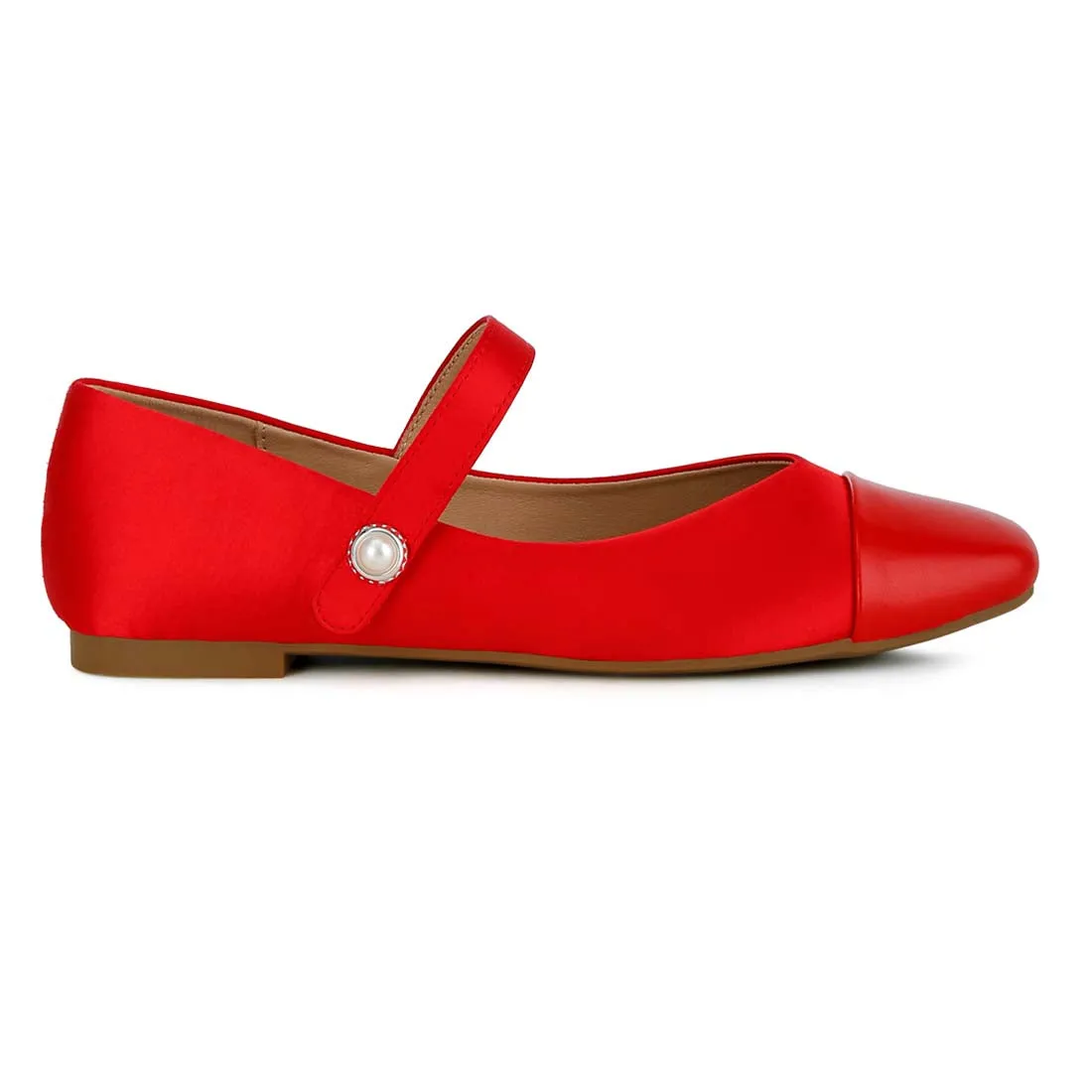 Patent Toe Cap Satin Mary Jane Ballerina