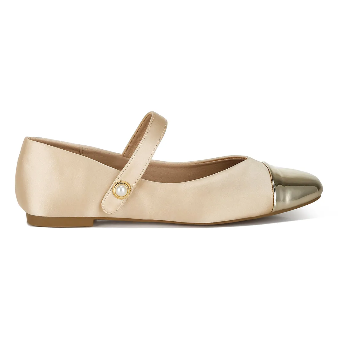 Patent Toe Cap Satin Mary Jane Ballerina
