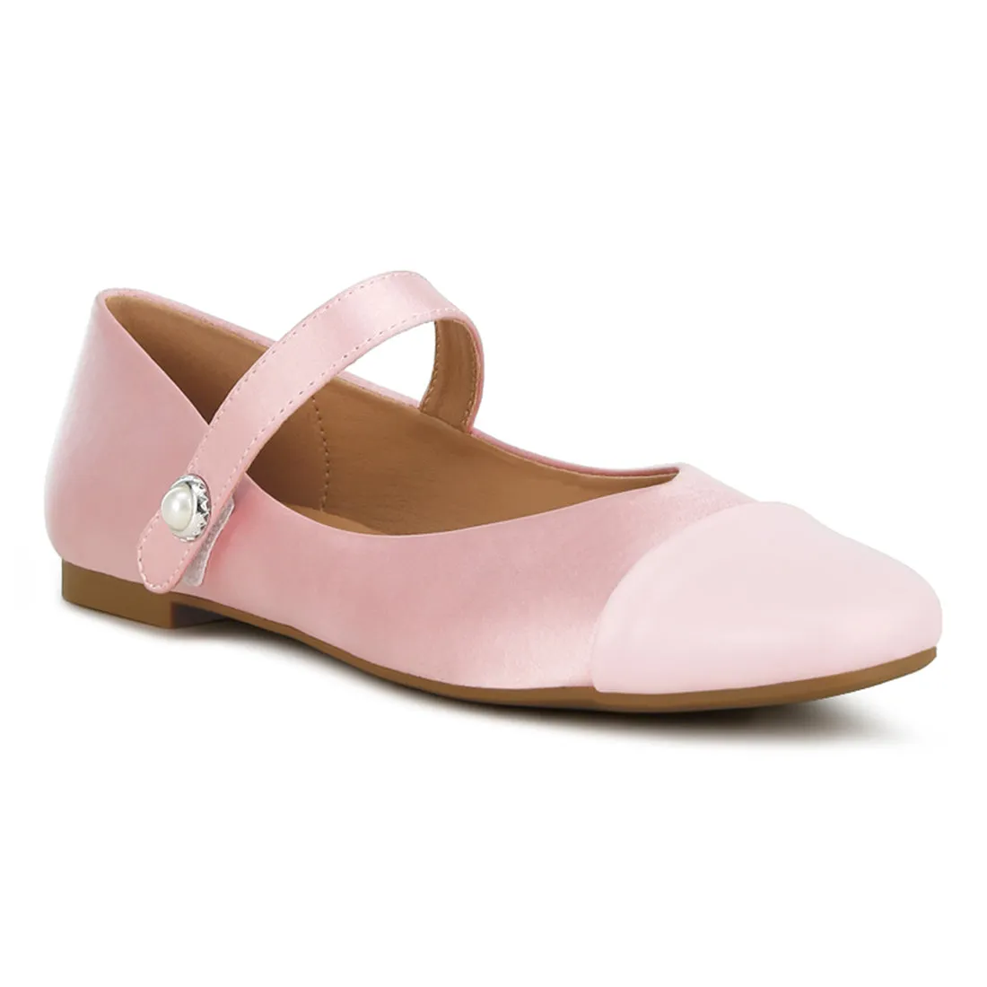 Patent Toe Cap Satin Mary Jane Ballerina
