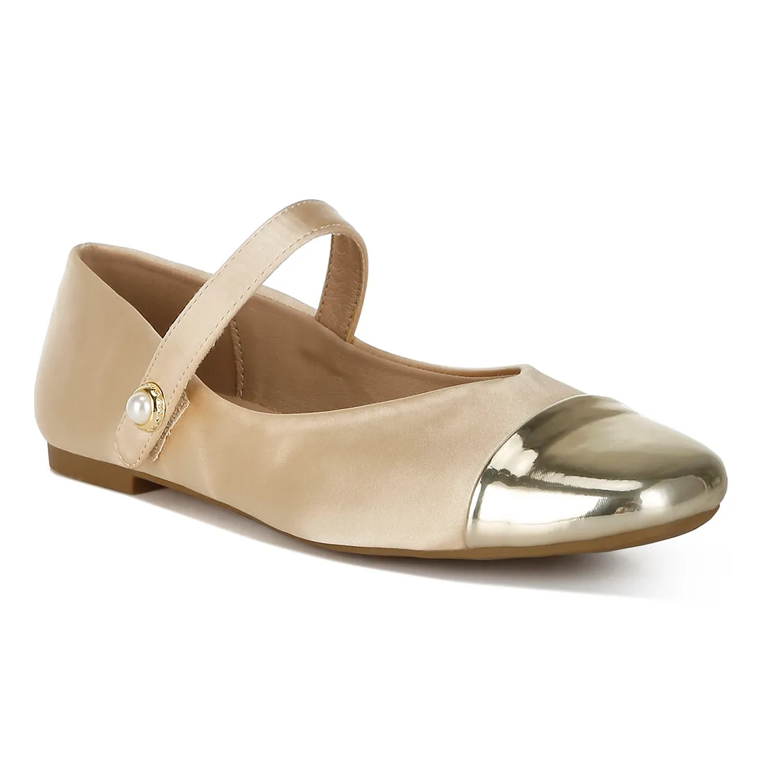Patent Toe Cap Satin Mary Jane Ballerina