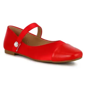 Patent Toe Cap Satin Mary Jane Ballerina