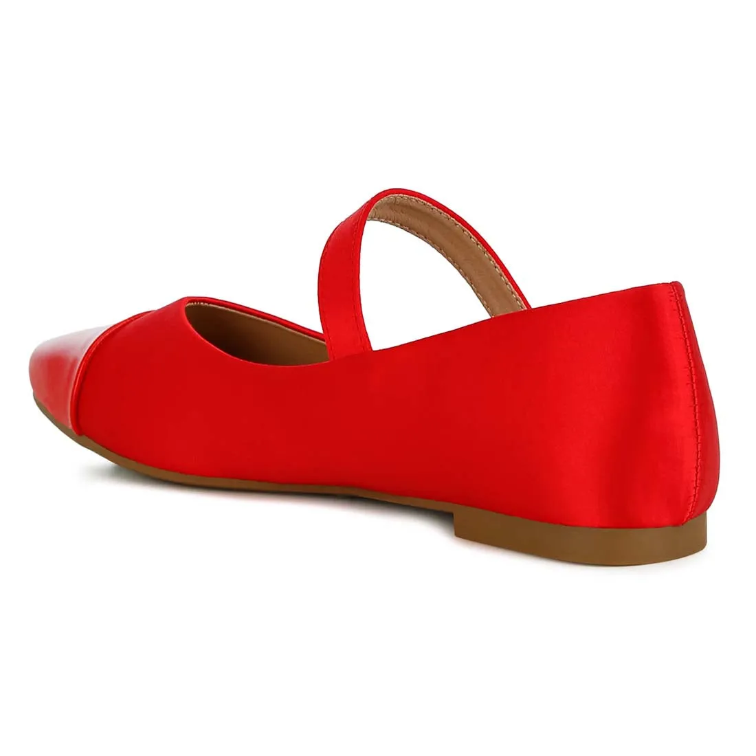 Patent Toe Cap Satin Mary Jane Ballerina