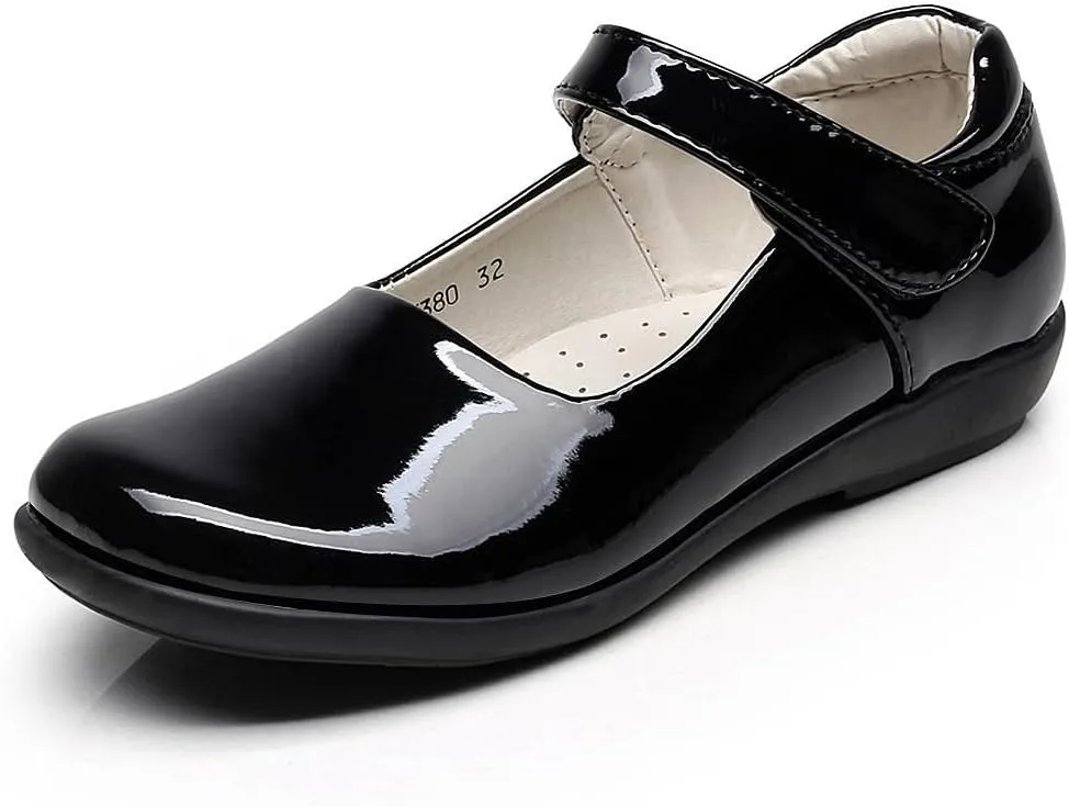rismart Girls' Hook & Loop Oxfords Dress Shoes Cute Patent Leather Princess School Uniform Party Mary Janes