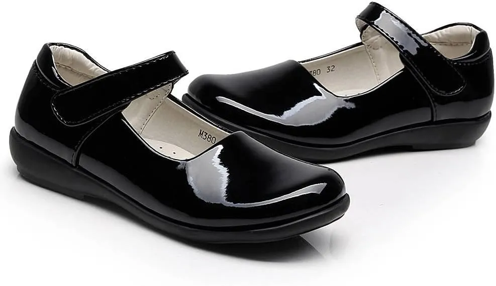 rismart Girls' Hook & Loop Oxfords Dress Shoes Cute Patent Leather Princess School Uniform Party Mary Janes