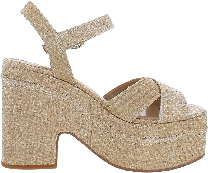 Sam Edelman Trianna Eggshell Squared Open Toe Ankle Strap Block Heeled Sandals