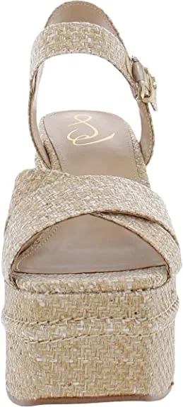 Sam Edelman Trianna Eggshell Squared Open Toe Ankle Strap Block Heeled Sandals