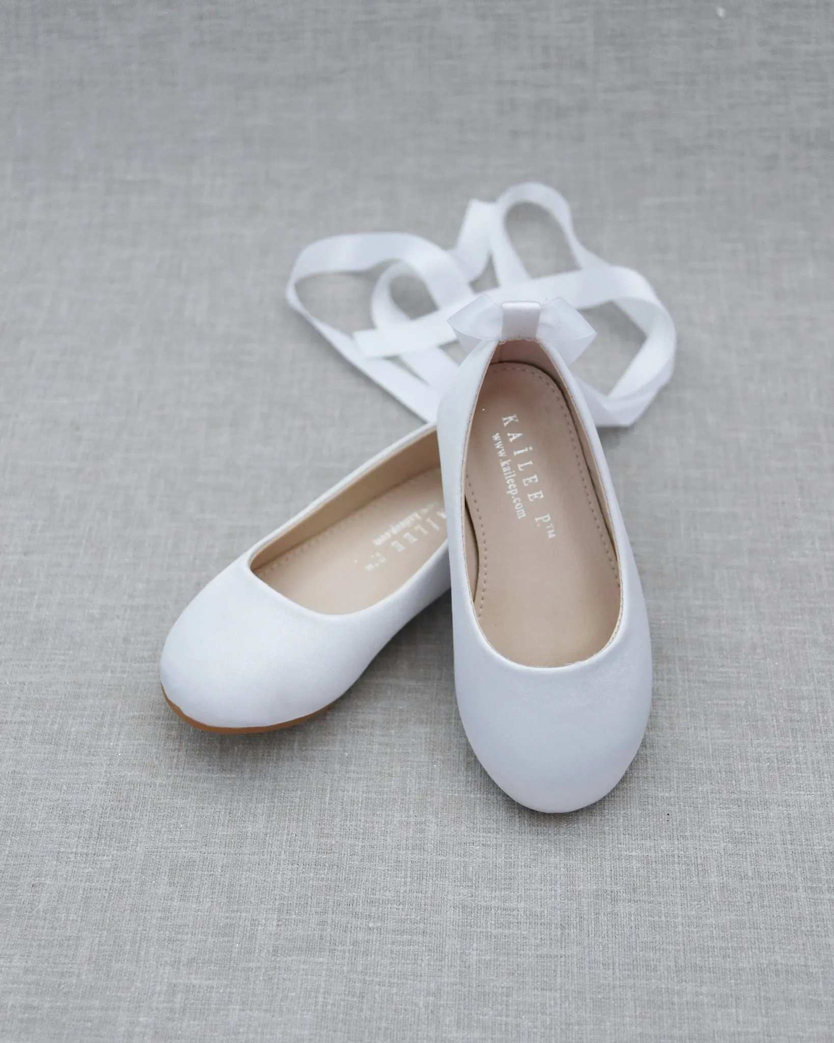 Satin Ballet Flats with Ankle Tie or Ballerina Lace Up