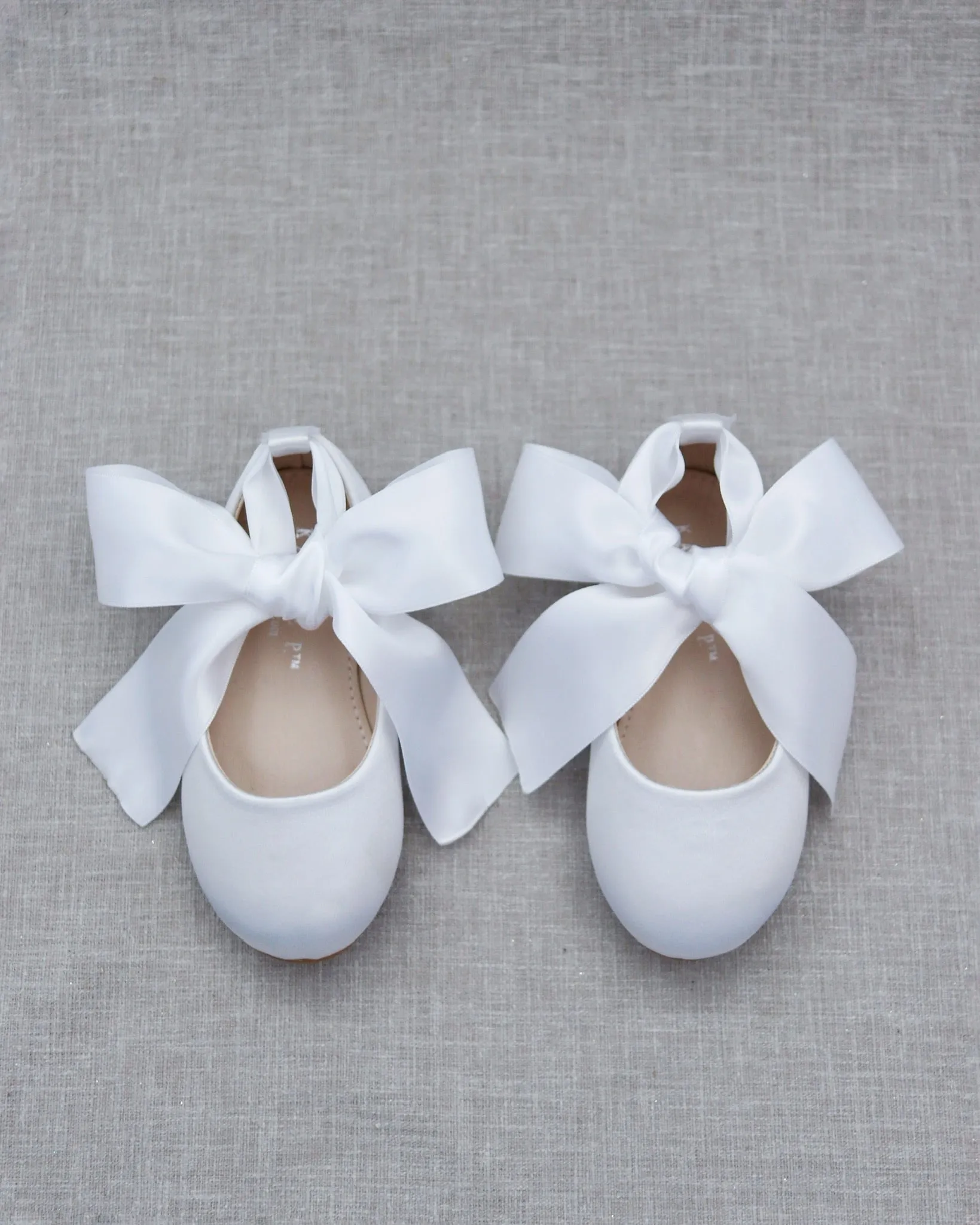 Satin Ballet Flats with Ankle Tie or Ballerina Lace Up