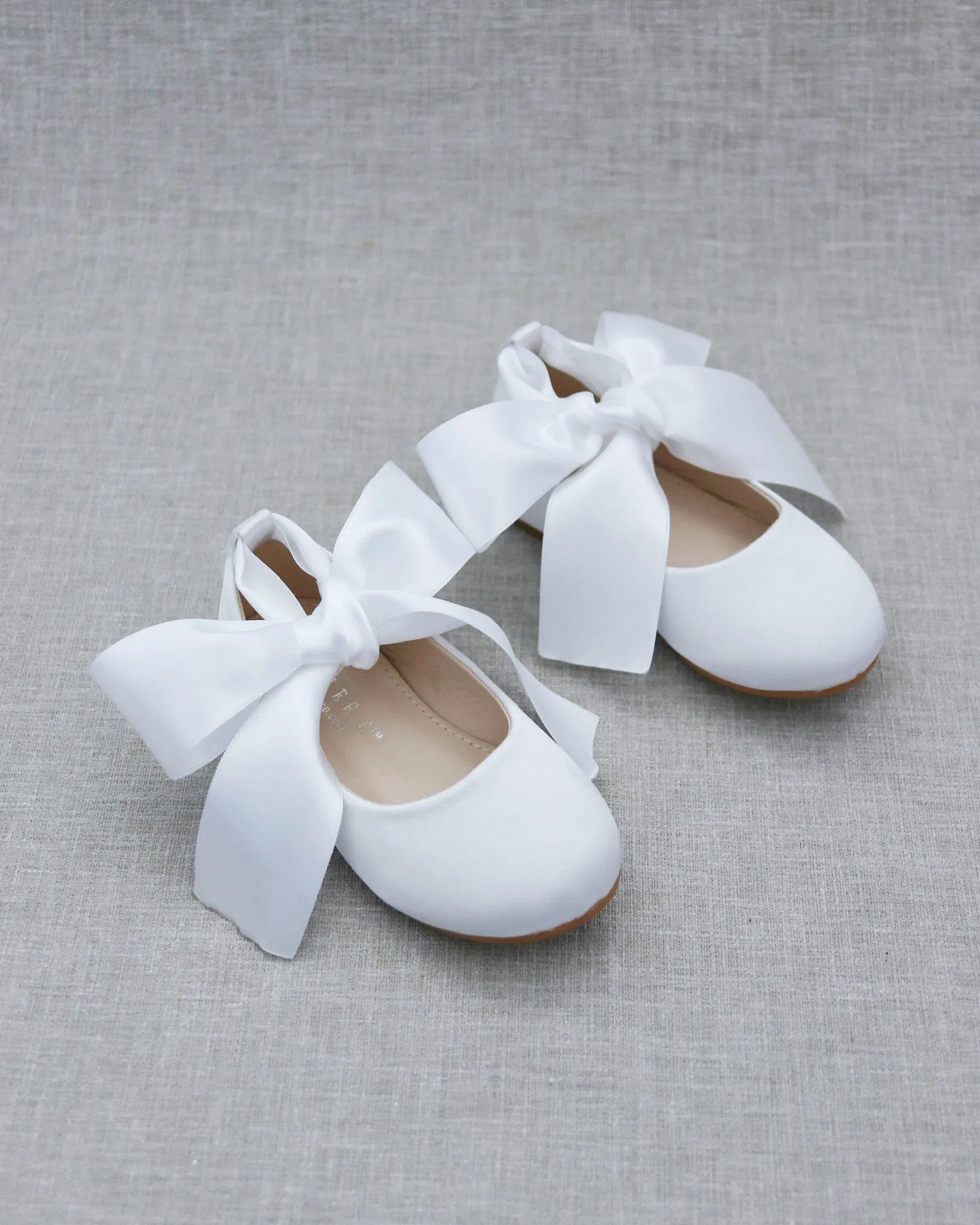 Satin Ballet Flats with Ankle Tie or Ballerina Lace Up