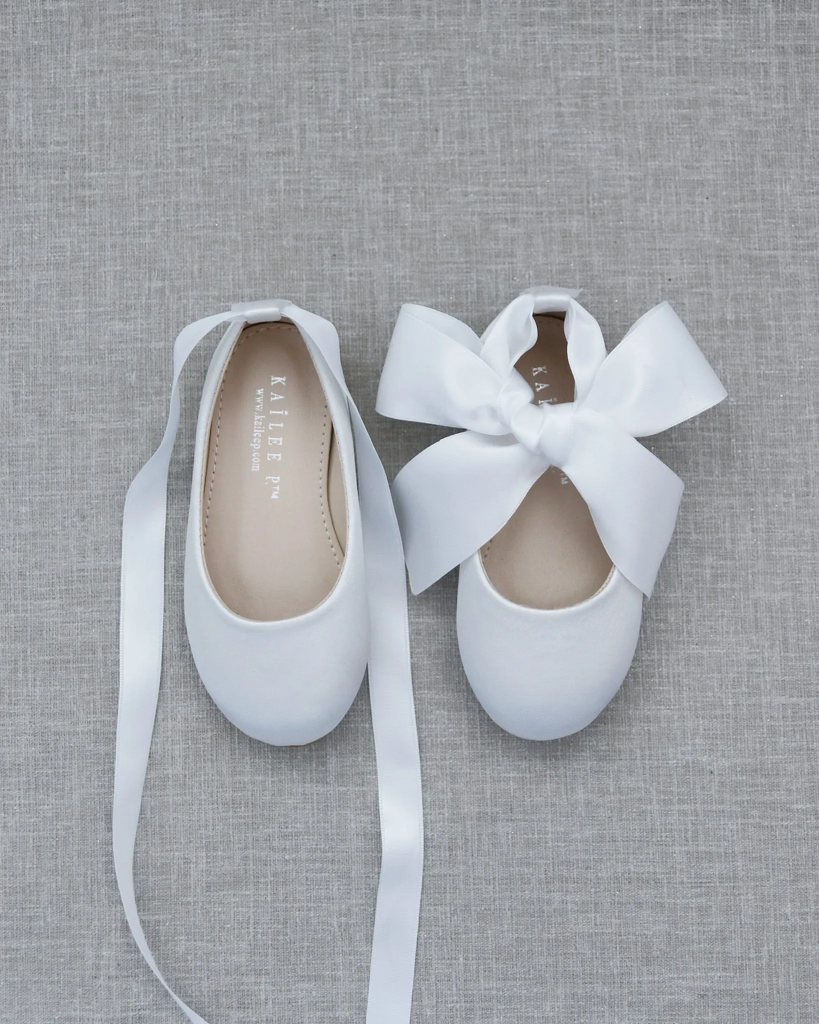 Satin Ballet Flats with Ankle Tie or Ballerina Lace Up