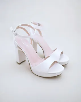 Satin Platform Block Heel Wedding Sandals