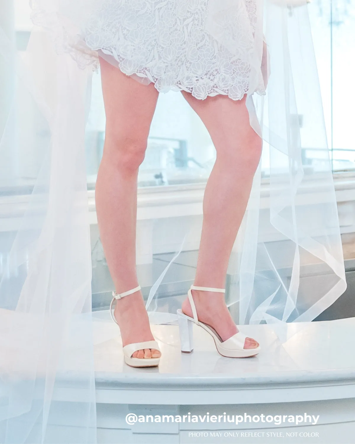 Satin Platform Block Heel Wedding Sandals