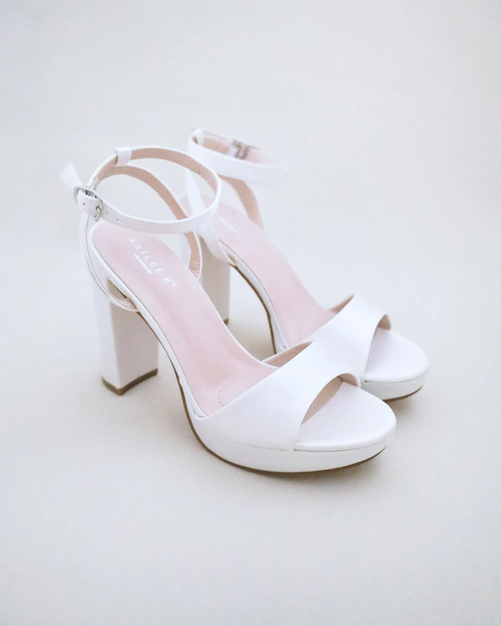 Satin Platform Block Heel Wedding Sandals