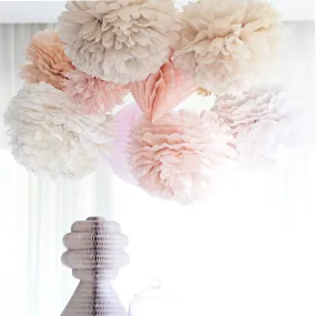 Set of 18 mixed size custom color pom poms party set