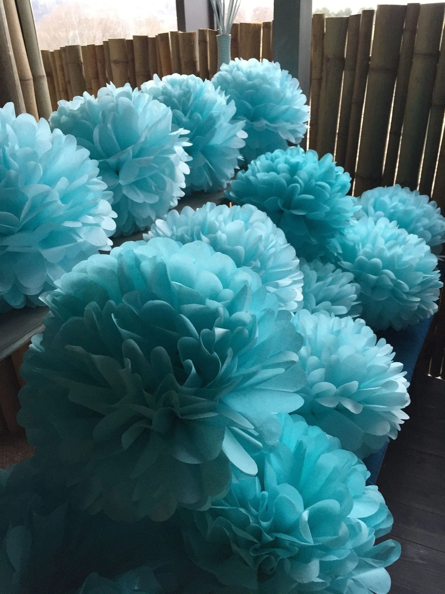 Set of 18 mixed size custom color pom poms party set