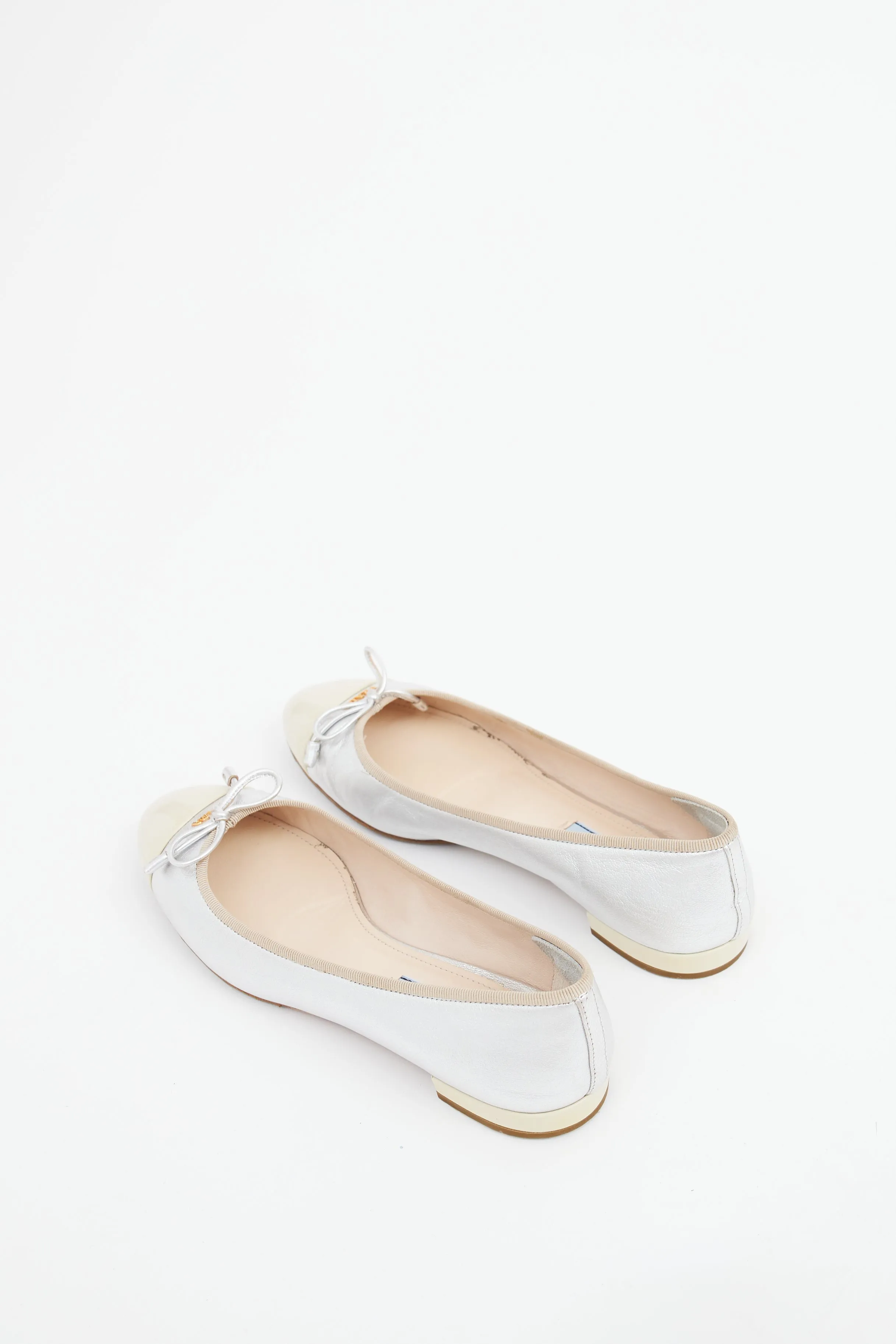 Silver & Cream Cap Toe Ballet Flat