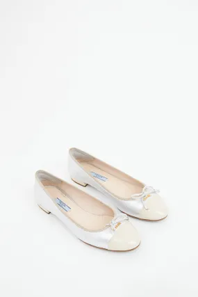 Silver & Cream Cap Toe Ballet Flat