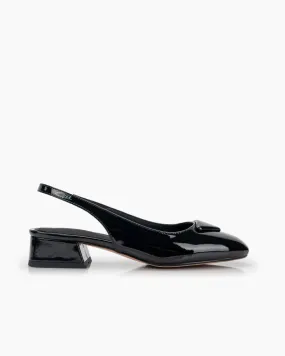 Square Toe Slingback Chunky Low Block Heels Pumps