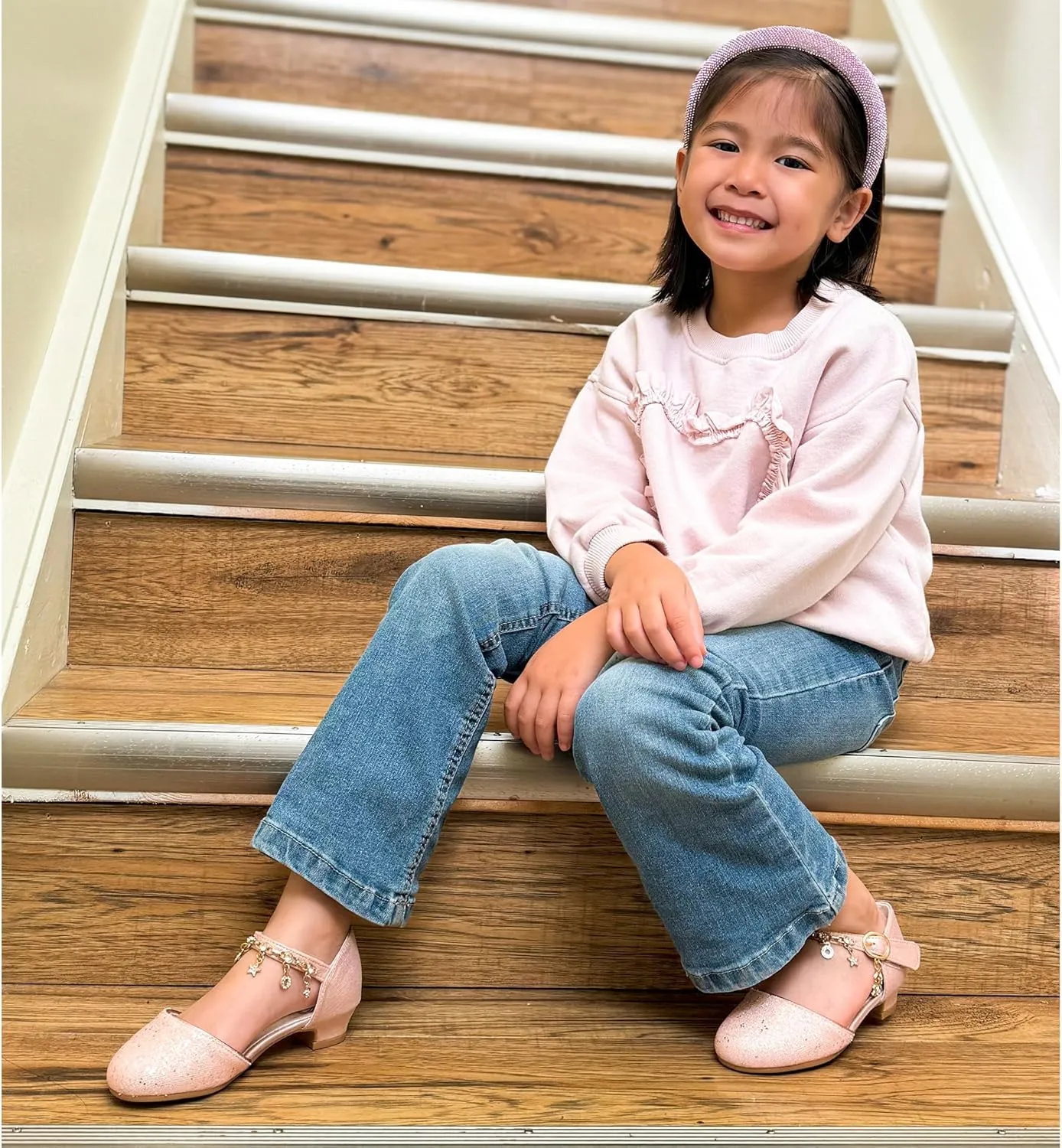 Stelle Girls High Heels Sequins Dress Sandals Princess Dress Shoes Flower Wedding Party Shoes（Toddler/Little/Big Kid）