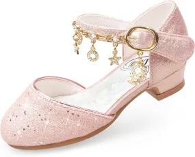 Stelle Girls High Heels Sequins Dress Sandals Princess Dress Shoes Flower Wedding Party Shoes（Toddler/Little/Big Kid）