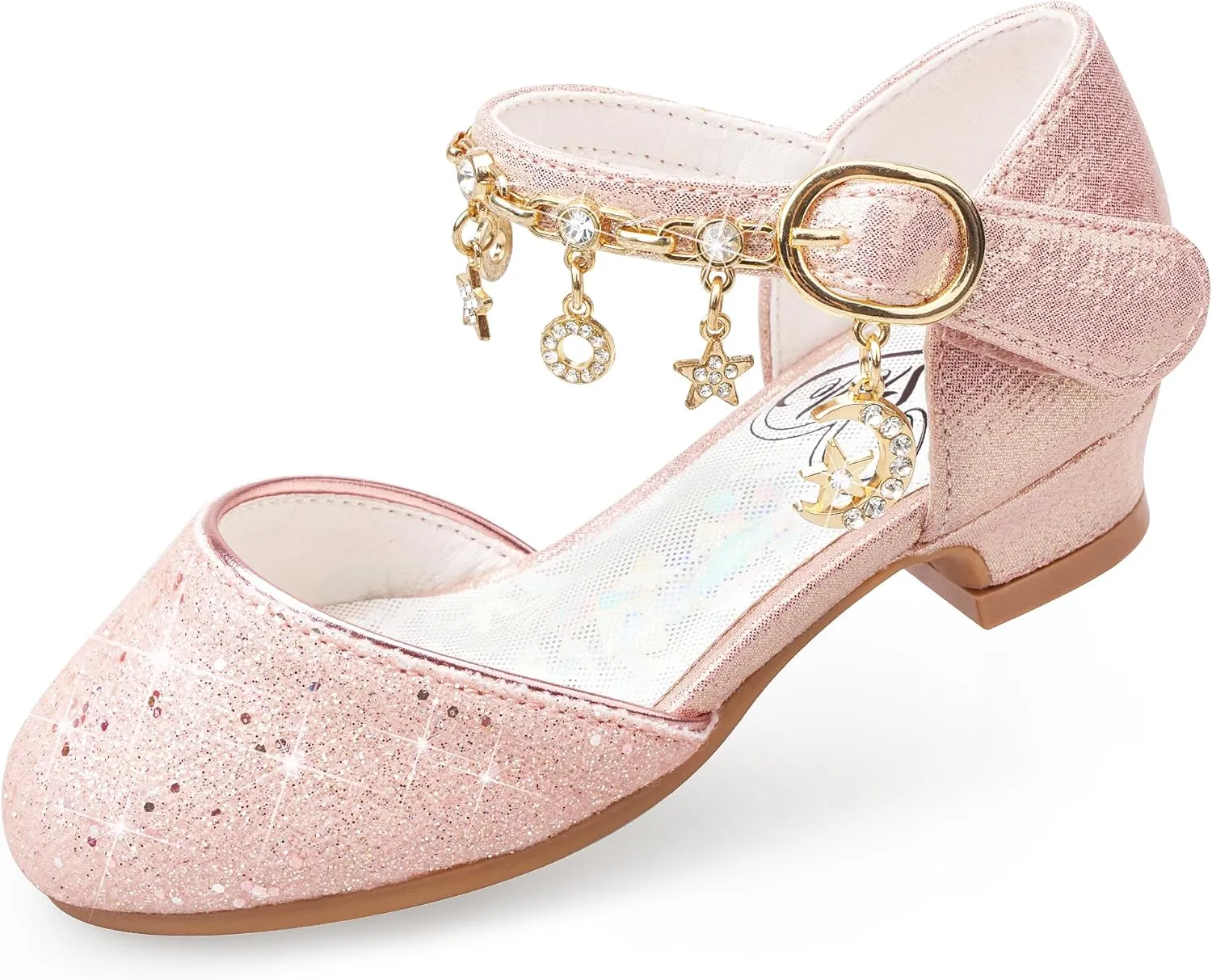 Stelle Girls High Heels Sequins Dress Sandals Princess Dress Shoes Flower Wedding Party Shoes（Toddler/Little/Big Kid）