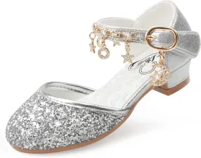 Stelle Girls High Heels Sequins Dress Sandals Princess Dress Shoes Flower Wedding Party Shoes（Toddler/Little/Big Kid）