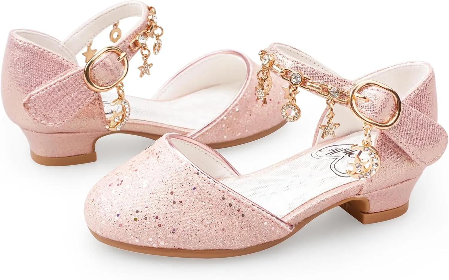Stelle Girls High Heels Sequins Dress Sandals Princess Dress Shoes Flower Wedding Party Shoes（Toddler/Little/Big Kid）