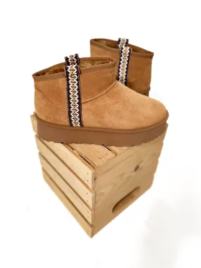 Stockholm Platform Faux Fur Ankle Boot- TAN -FINAL SALE