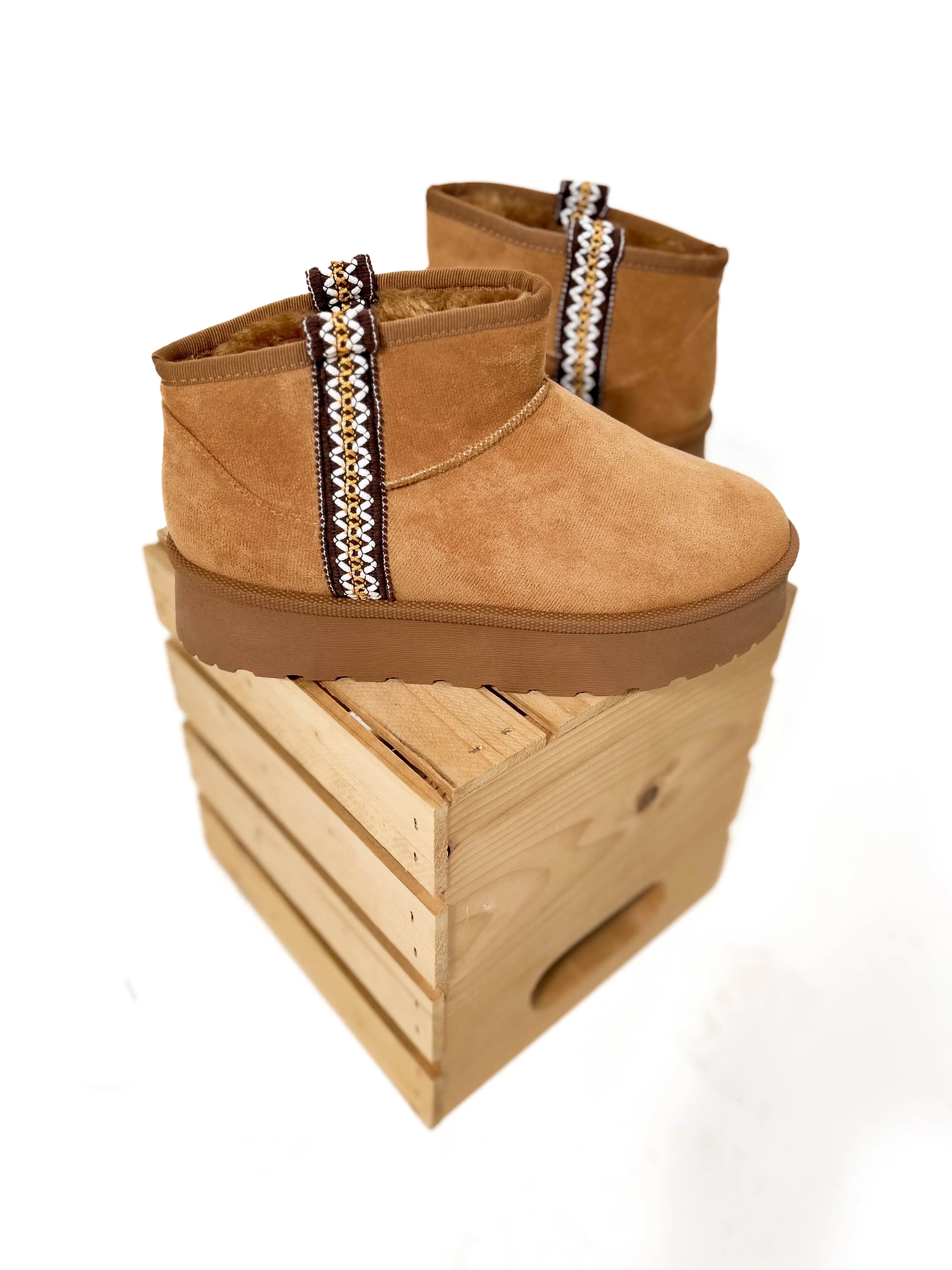 Stockholm Platform Faux Fur Ankle Boot- TAN -FINAL SALE