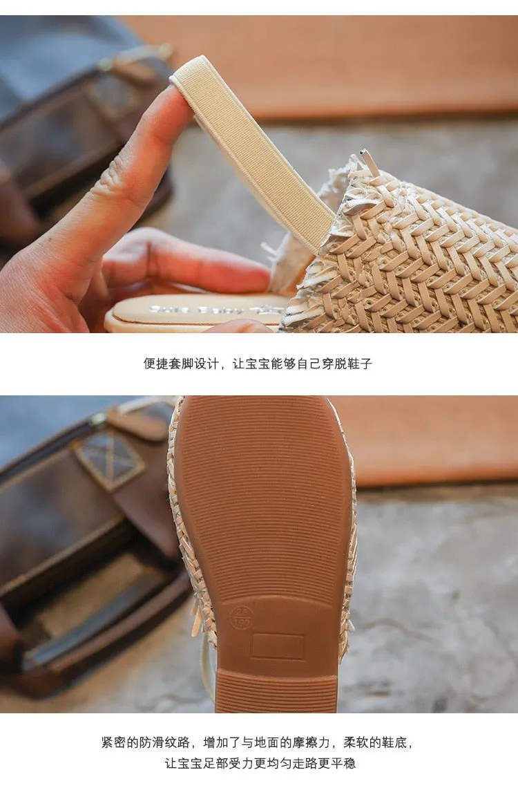 Summer Sandals For girls Braided Fashion Toddler PU Leather Beach shoe