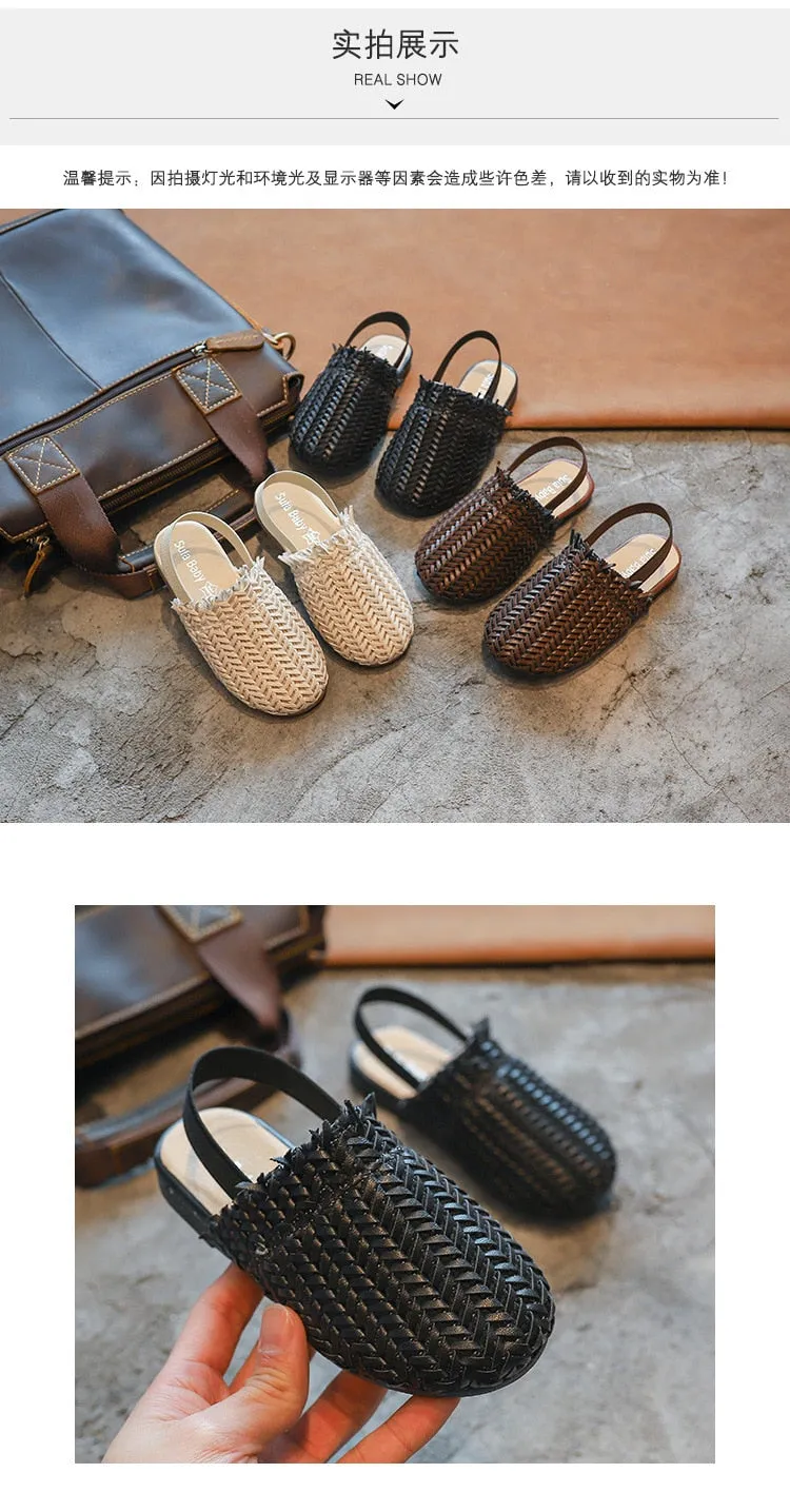 Summer Sandals For girls Braided Fashion Toddler PU Leather Beach shoe