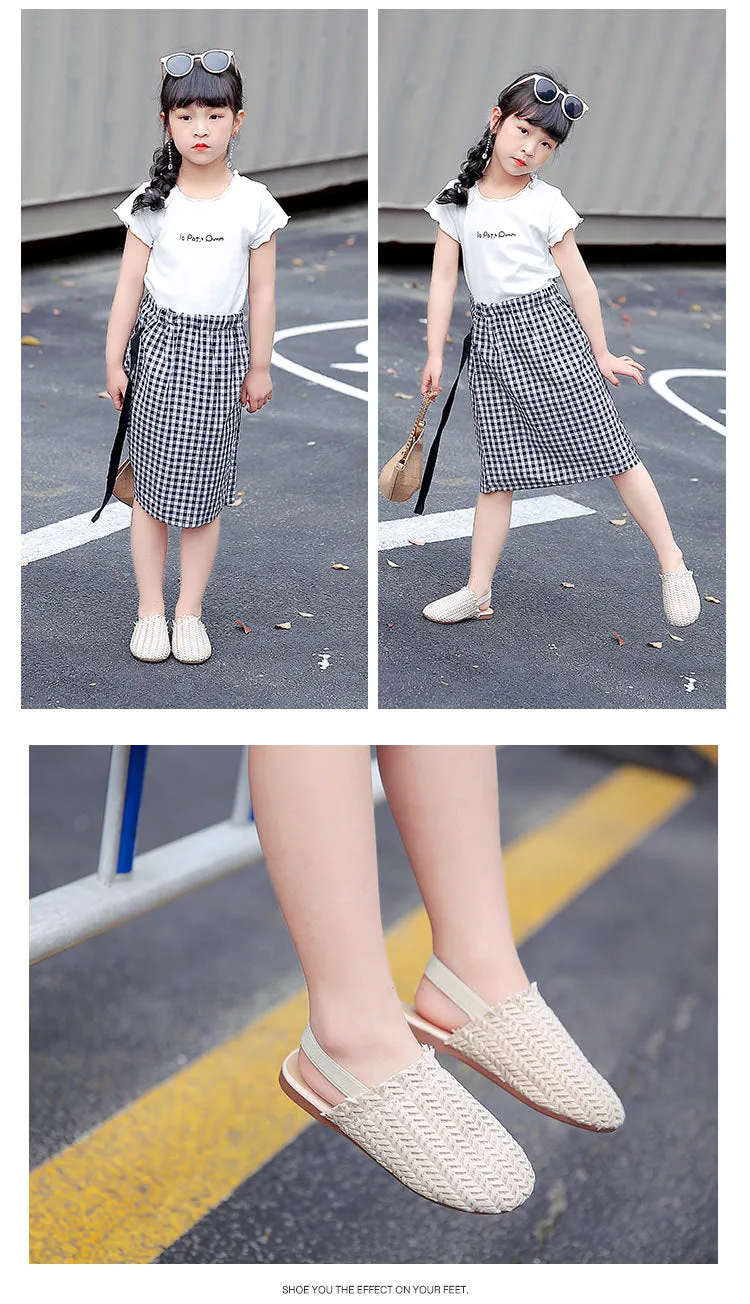 Summer Sandals For girls Braided Fashion Toddler PU Leather Beach shoe