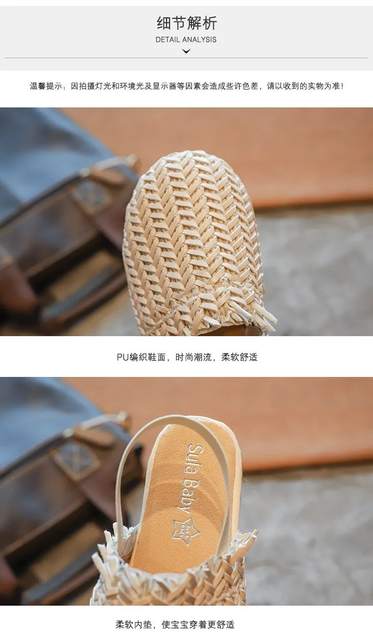 Summer Sandals For girls Braided Fashion Toddler PU Leather Beach shoe