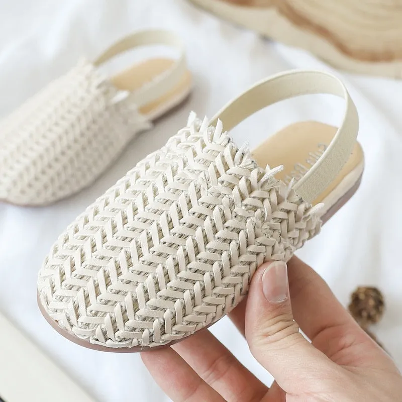 Summer Sandals For girls Braided Fashion Toddler PU Leather Beach shoe