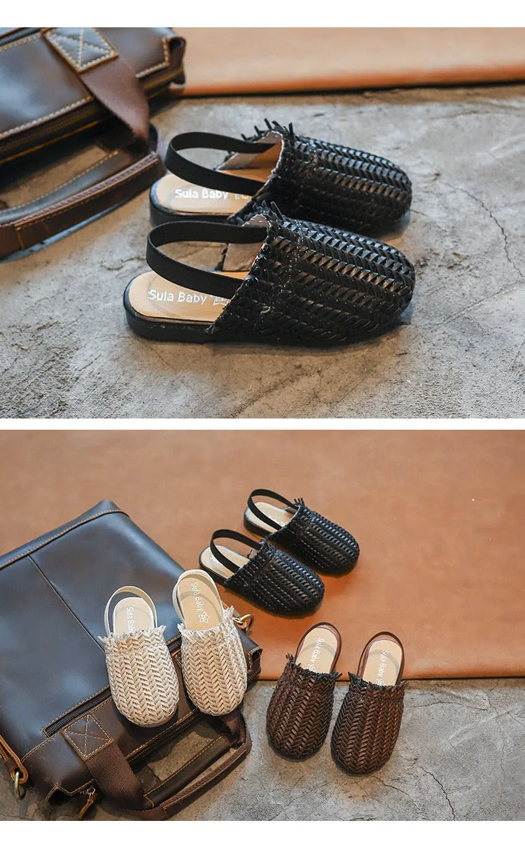 Summer Sandals For girls Braided Fashion Toddler PU Leather Beach shoe
