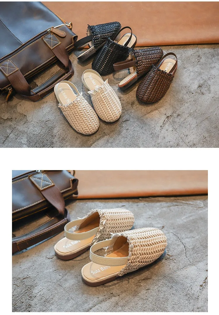 Summer Sandals For girls Braided Fashion Toddler PU Leather Beach shoe