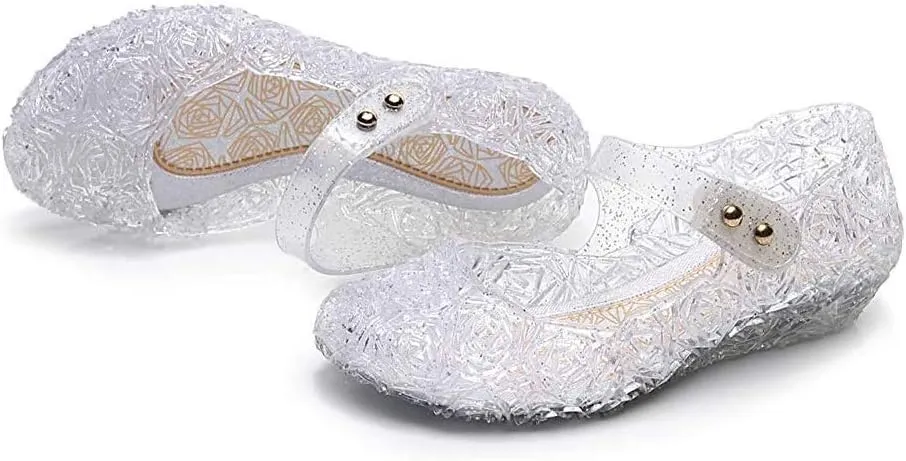 techcity Princess Girls Sandals Dress Up Dance Party Cosplay Jelly Shoes for Kids Toddler Mary Janes