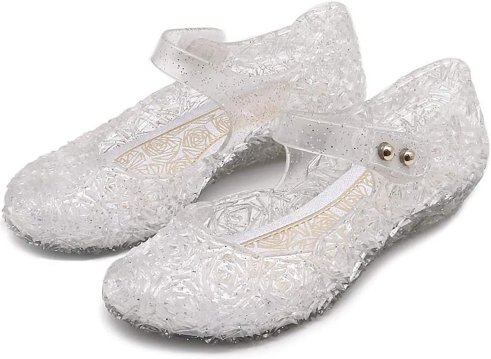 techcity Princess Girls Sandals Dress Up Dance Party Cosplay Jelly Shoes for Kids Toddler Mary Janes