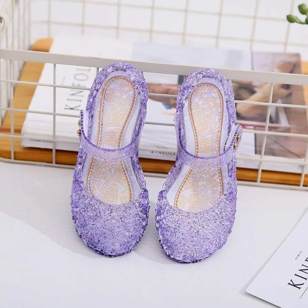 techcity Princess Girls Sandals Dress Up Dance Party Cosplay Jelly Shoes for Kids Toddler Mary Janes
