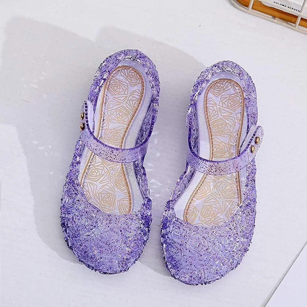 techcity Princess Girls Sandals Dress Up Dance Party Cosplay Jelly Shoes for Kids Toddler Mary Janes