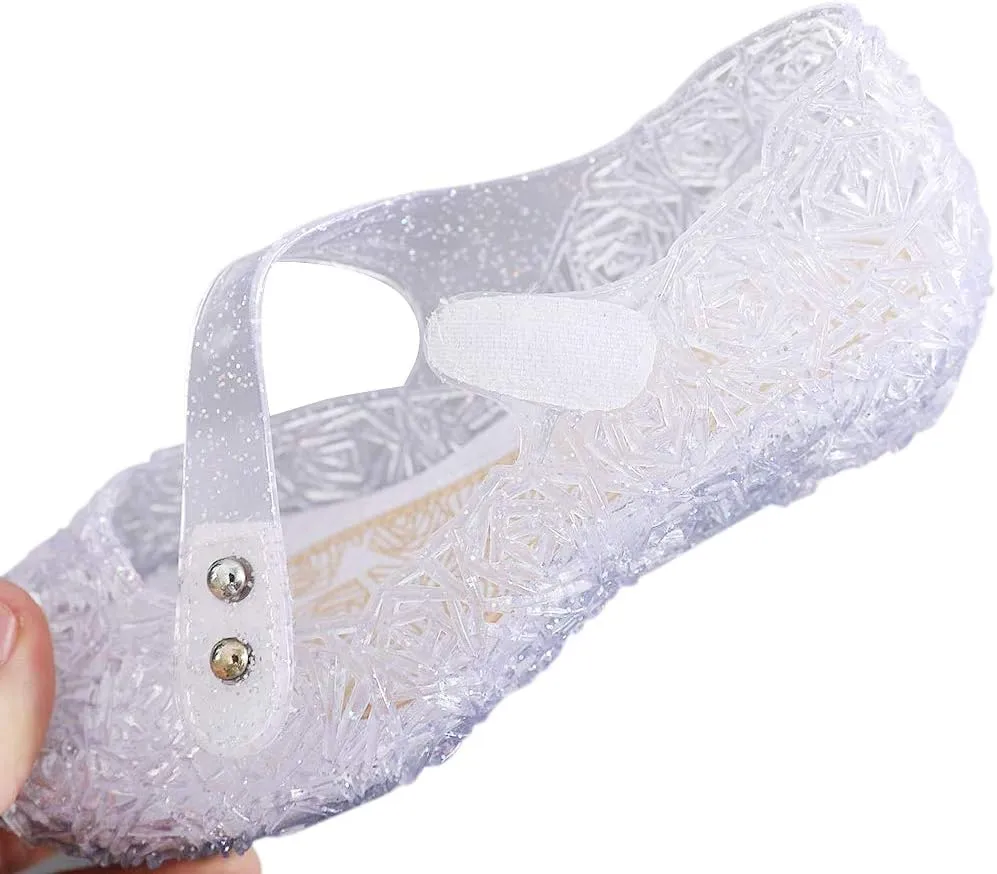 techcity Princess Girls Sandals Dress Up Dance Party Cosplay Jelly Shoes for Kids Toddler Mary Janes