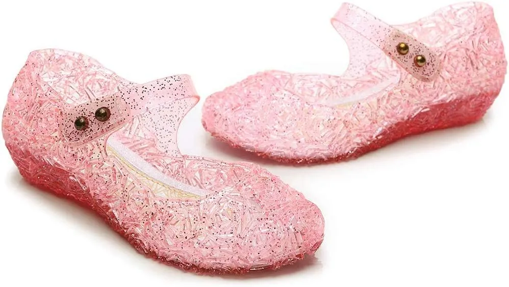 techcity Princess Girls Sandals Dress Up Dance Party Cosplay Jelly Shoes for Kids Toddler Mary Janes
