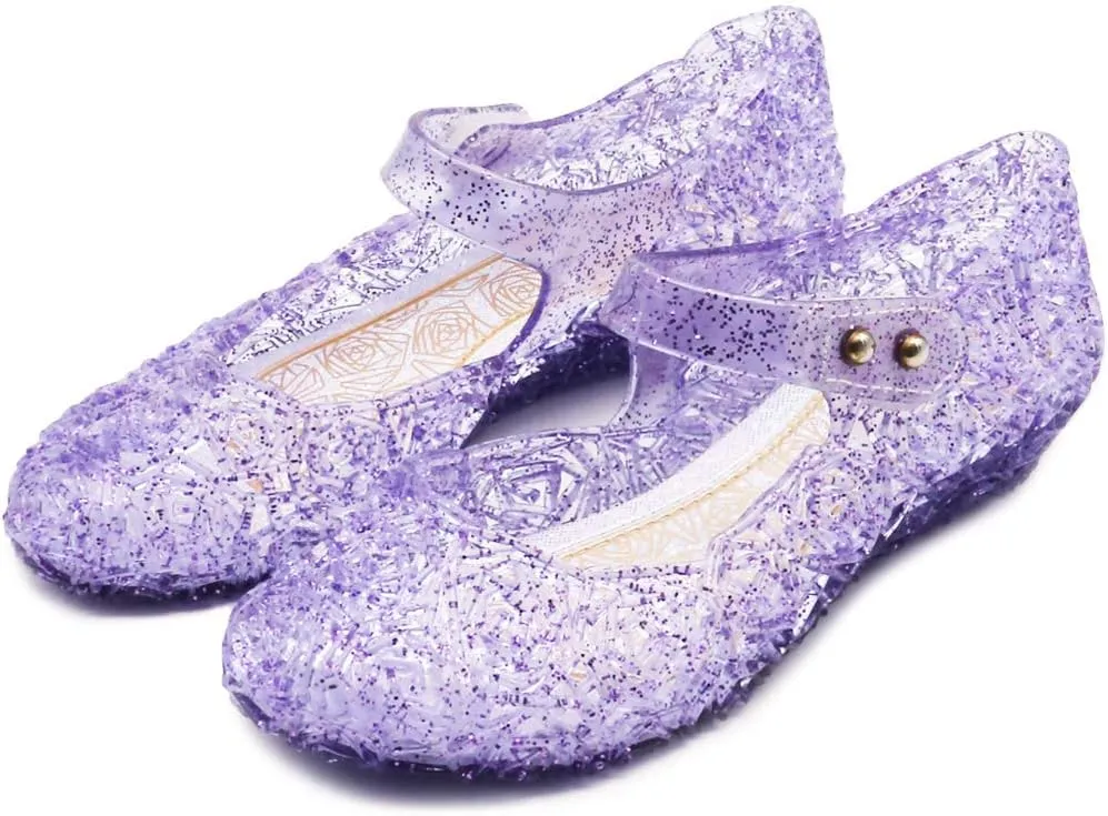 techcity Princess Girls Sandals Dress Up Dance Party Cosplay Jelly Shoes for Kids Toddler Mary Janes