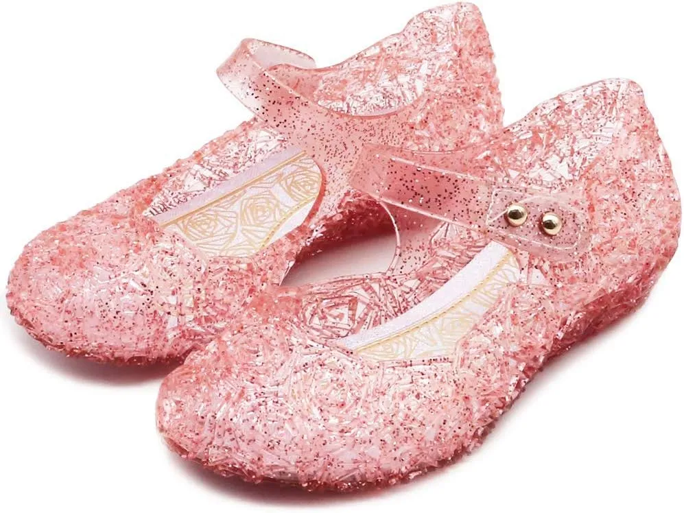 techcity Princess Girls Sandals Dress Up Dance Party Cosplay Jelly Shoes for Kids Toddler Mary Janes